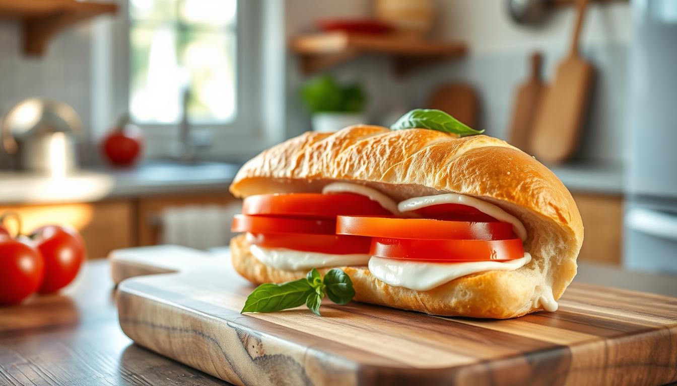 Bagietka z mozzarellą i pomidorami