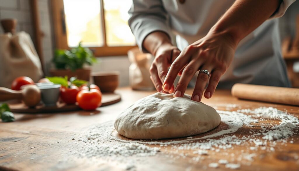 Formowanie i pieczenie ciasta na pizzę