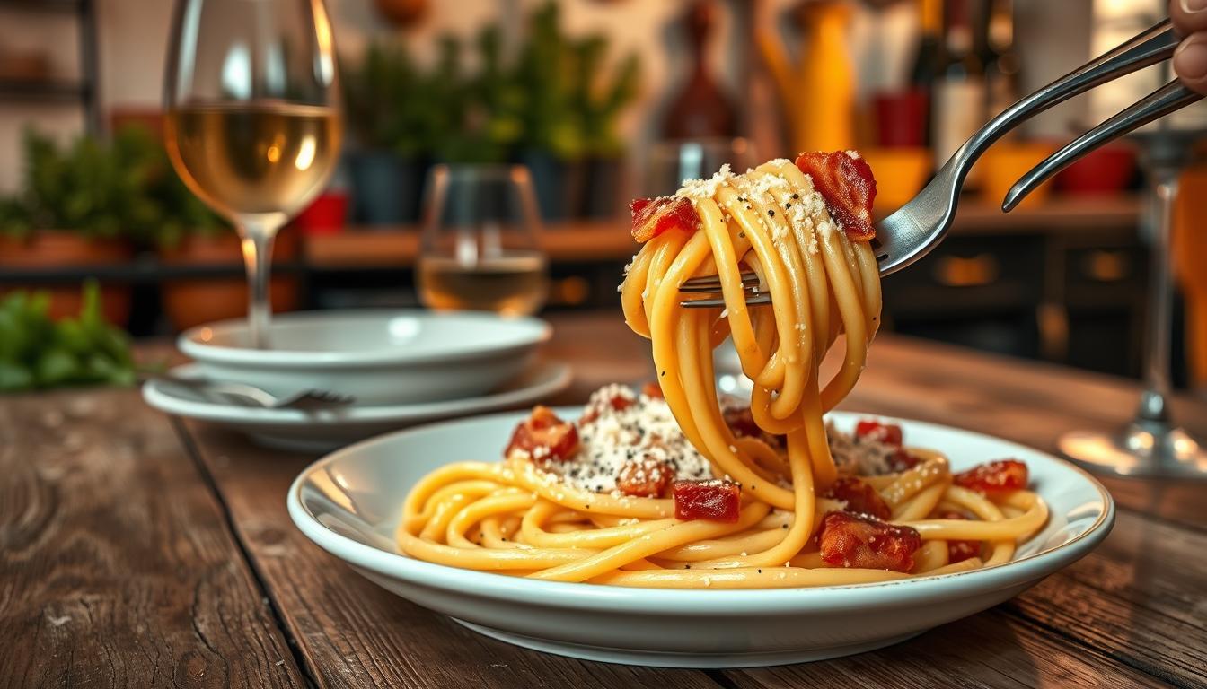 Makaron carbonara z boczkiem