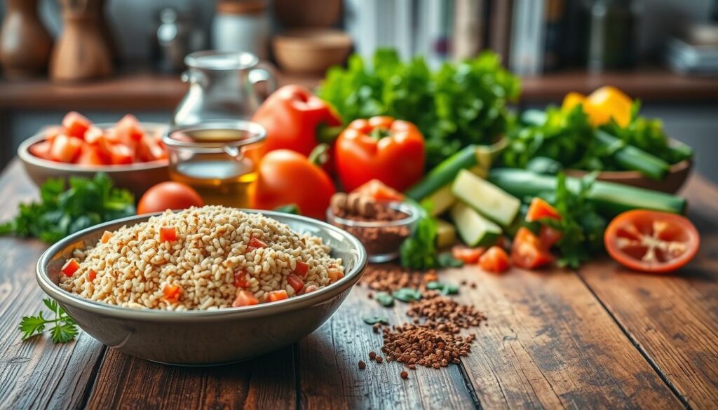 składniki do przepisu z kaszą bulgur