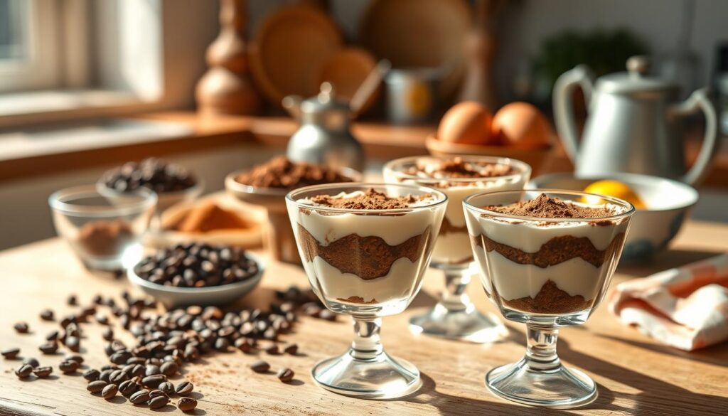 składniki do tiramisu w pucharkach