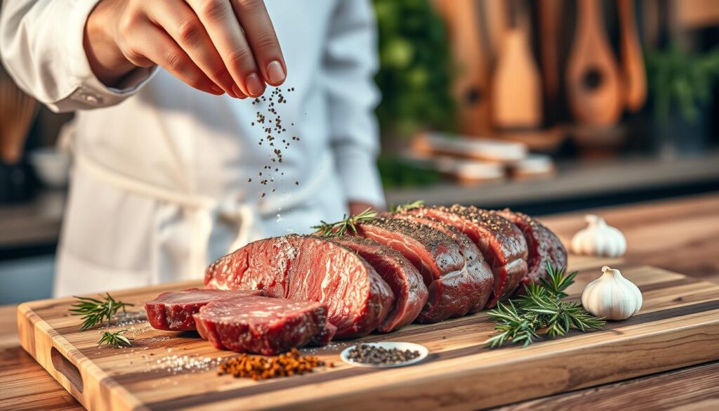 wiązanie i przyprawianie polędwicy wołowej