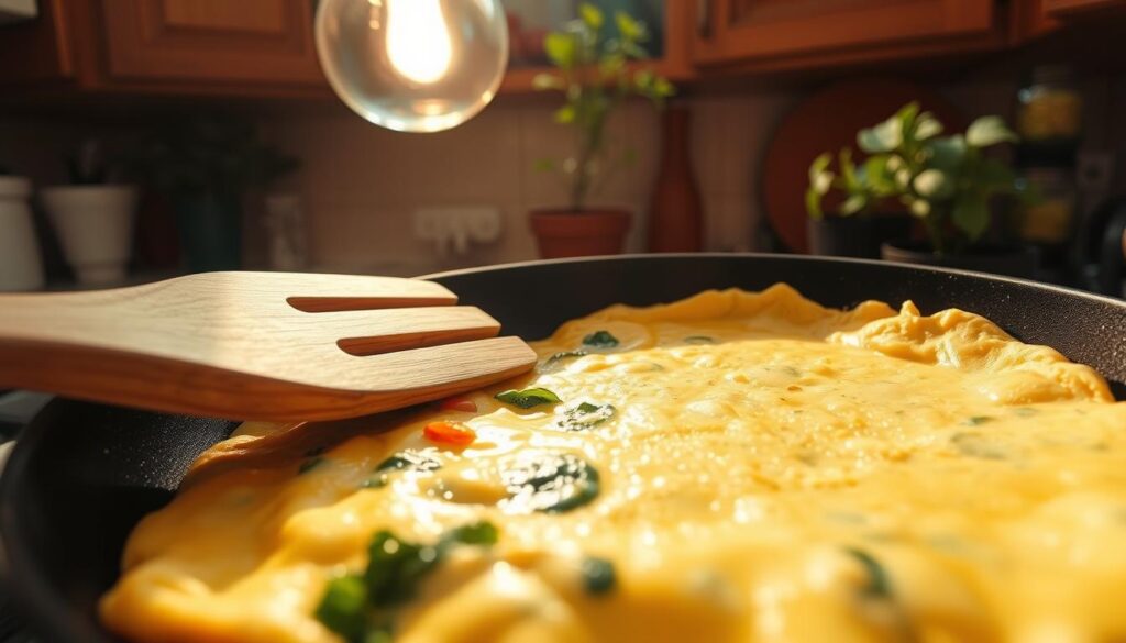 smażenie omletu na patelni